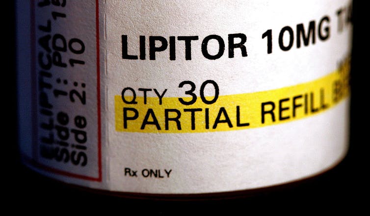 Close-up of Lipitor prescription label