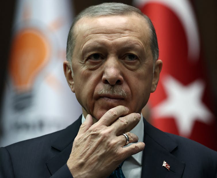 Turkish president Recep Tayyip Erdogan delivers a speech