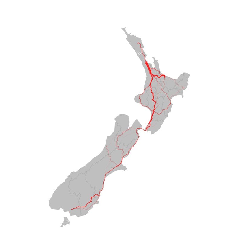New Zealand's main road network