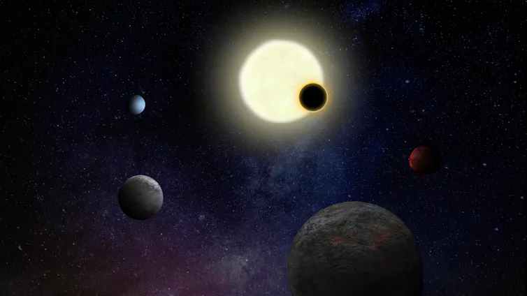 Vue d'artiste d'un système d'exoplanètes