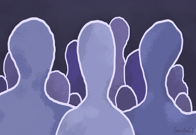 A group of faceless silhouettes