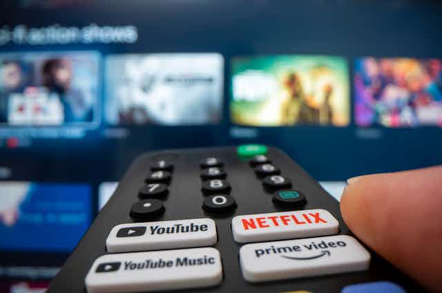 TV remote with YouTube, Netflix and Prime buttons