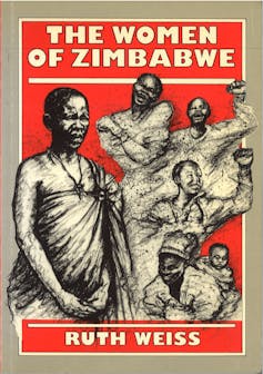 A book cover in red featuring black and white illustrations of African women, some with raised fists.