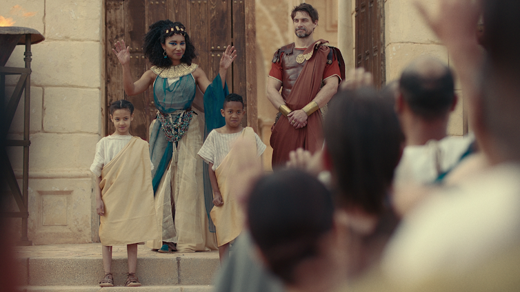 Cleopatra with Marc Anthony and her children.