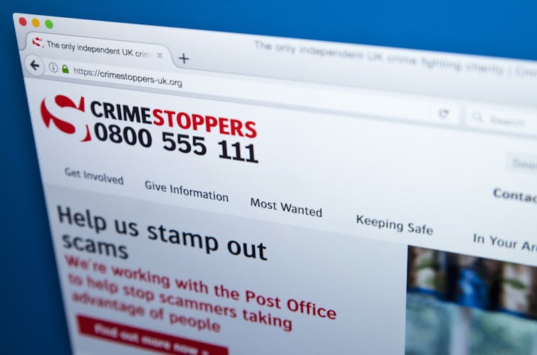 The website of Crimestoppers and its phone number 0800555111.