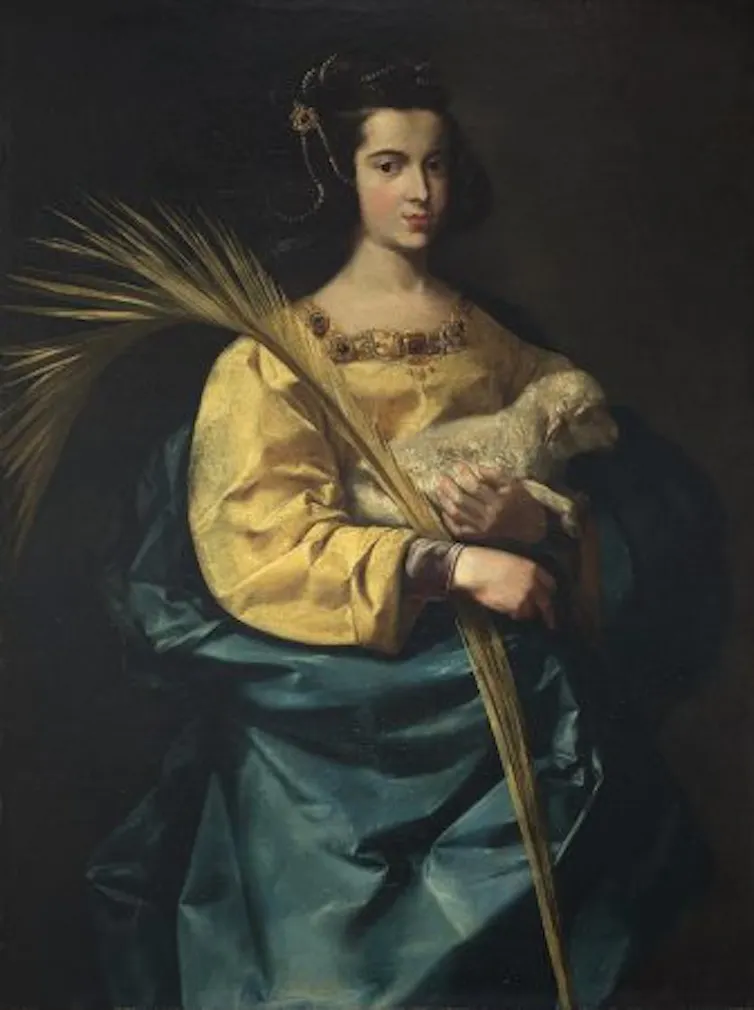 Portrait de femme avec un agneau et une palme