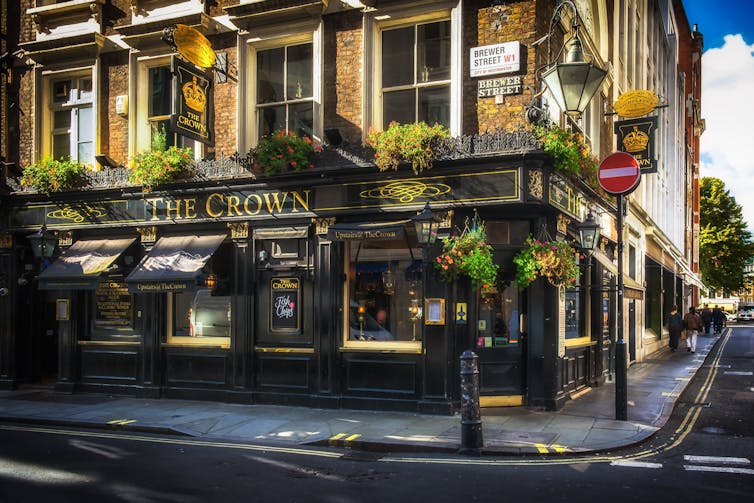 Exterior photo of a London pub called The Crown.