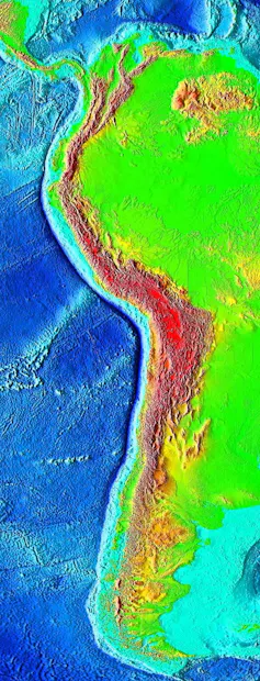 Shaded map of western South America