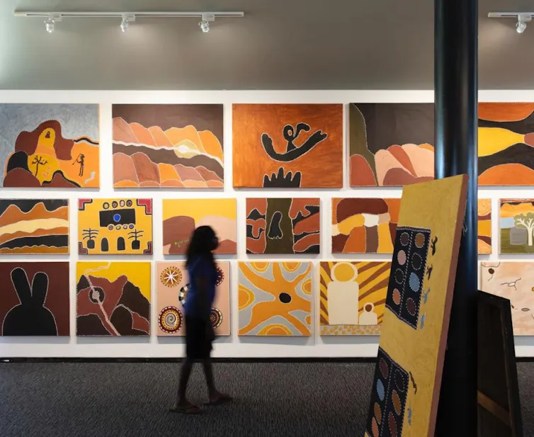 Art for sale at the Warmun Art Centre in the east Kimberley.