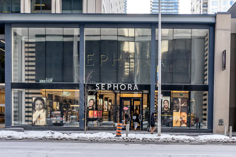 the shopfront for a makeup retailer with a sign reading SEPHORA