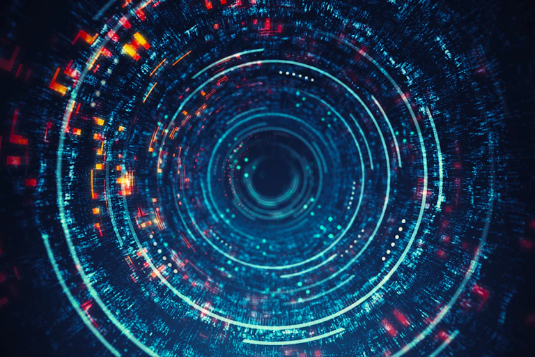 Digitally generated image of abstract circular data