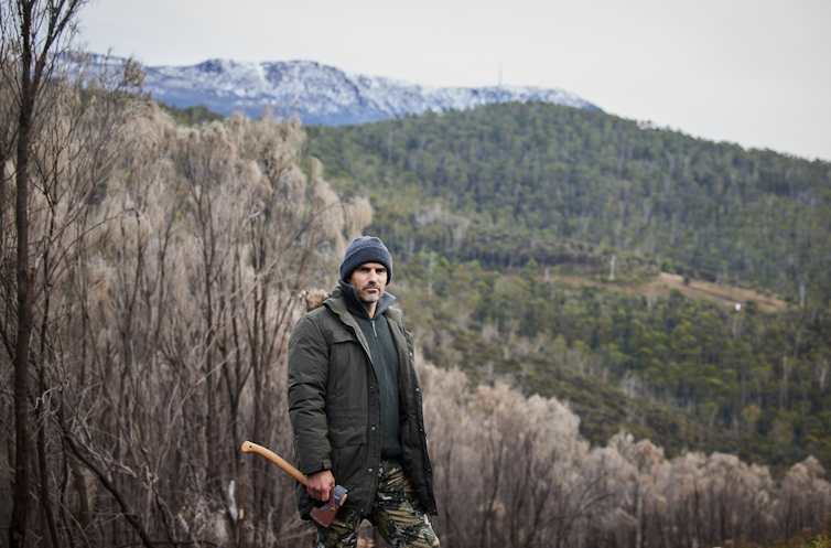 Mike, contestant on Alone Australia, in Tasmanian wilderness