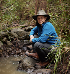 Kate, contestant in Alone Australia, in Tasmanian wilderness