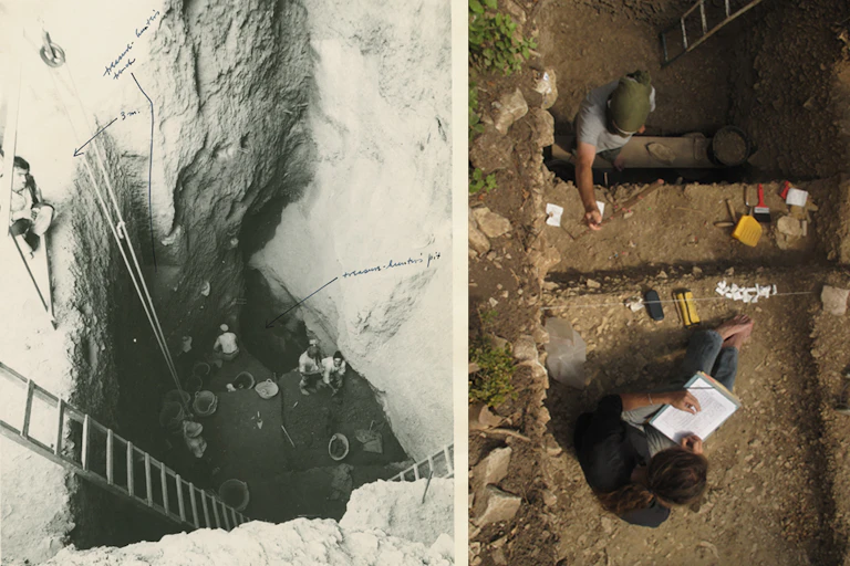 Les deux sites de fouille : Ksar Akil (à gauche) et la Grotte Mandrin (à droite).