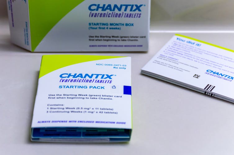 Packs of varenicline (brand name Chantix)