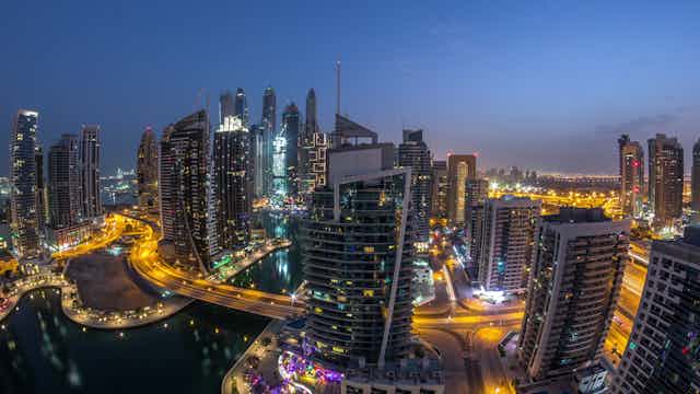 Image of the affluent residential neighbourhood of Dubai Marina in Dubai, United Arab Emirates.