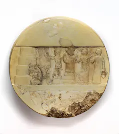 Relieve que representa una escena de sacrificio en la que Enheduanna ocupa el lugar del medio.