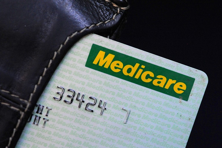 Medicare card in black wallet