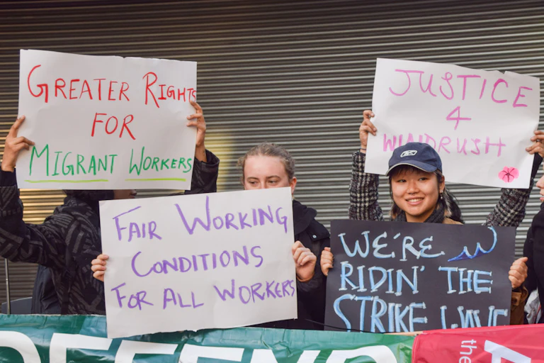 Protesters with placards