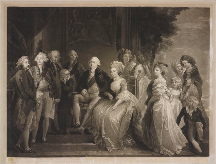 George III and Queen Charlotte surrounded by Their 13 Children