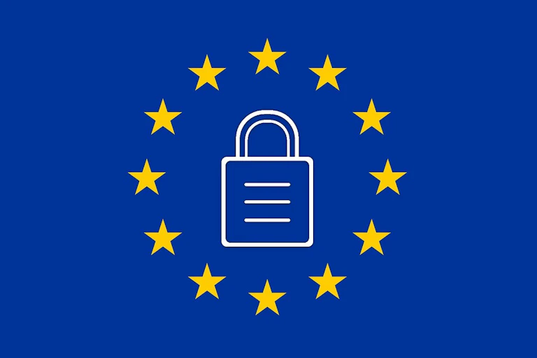 Serrure sur fond de drapeau européen