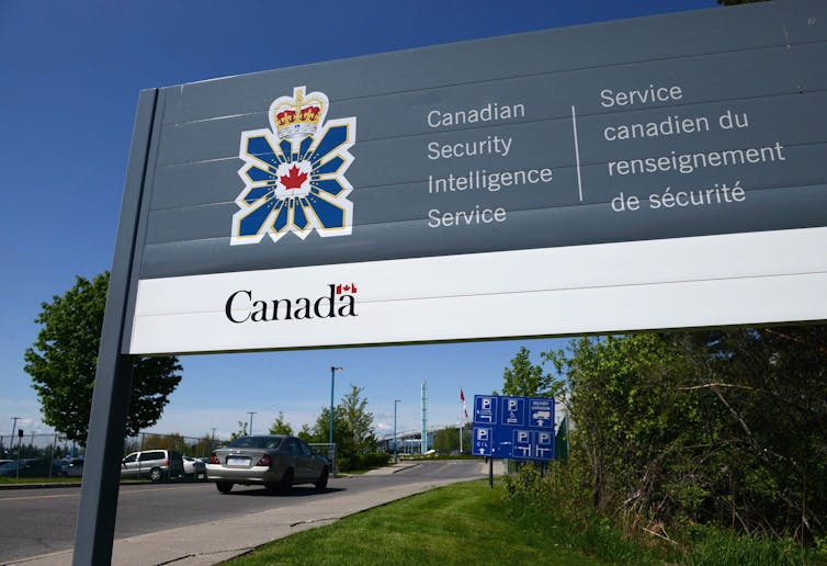 A sign for the Canadian Security Intelligence Service building