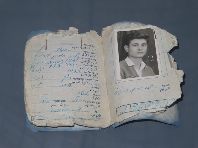 Identity papers of a young Mahmoud Darwish