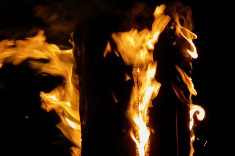 Flames burning