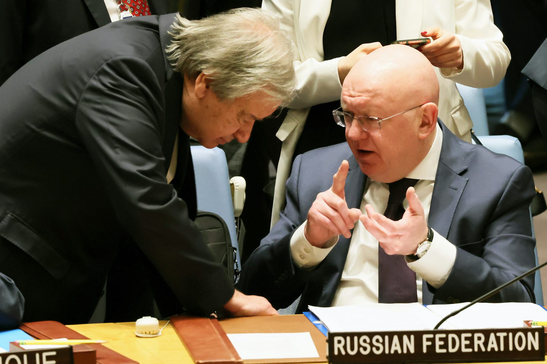 Antonio Guterres et Vassili Nebenzia