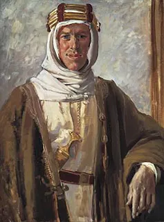 Pintura de un hombre blanco vestido con túnica y turbante.