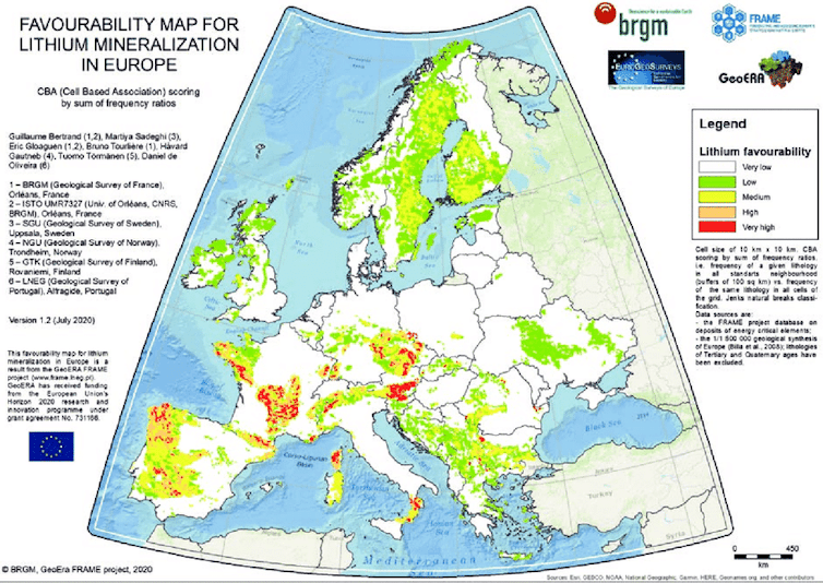On trouve des zones vertes et jaune en suède/norvège/finlande, au nord de l’angleterre et en grèce ; des zones orange et rouge au portugal, au centre de la france et en europe centrale
