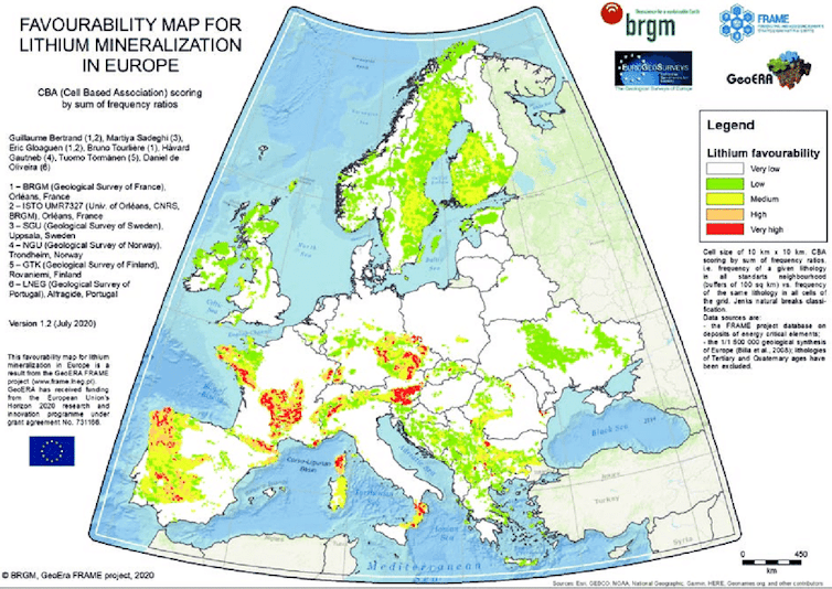 On trouve des zones vertes et jaune en suède/norvège/finlande, au nord de l’angleterre et en grèce ; des zones orange et rouge au portugal, au centre de la france et en europe centrale