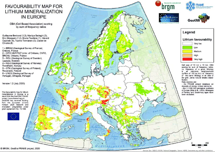 On trouve des zones vertes et jaune en suède/norvège/finlande, au nord de l’angleterre et en grèce ; des zones orange et rouge au portugal, au centre de la france et en europe centrale