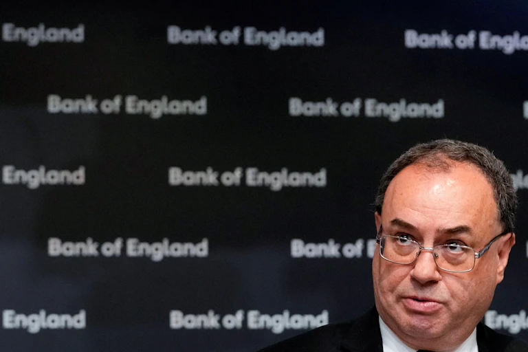 Andrew Bailey looking upwards