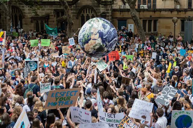 Australian students gather in climate change protest rally in Sydney, School Strike 4 Climate.
