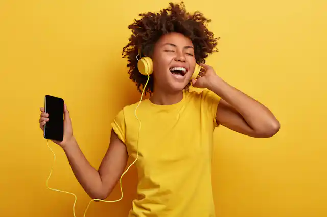 Woman listening to music.