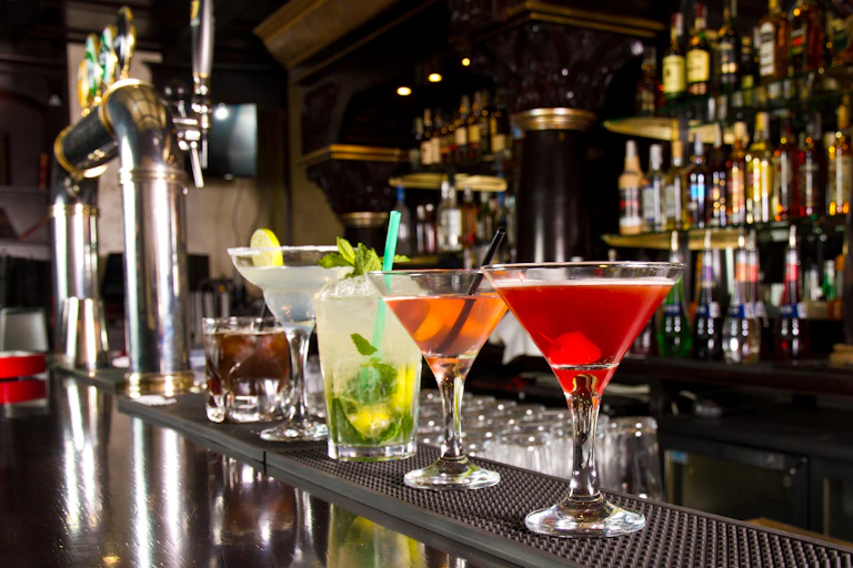 cocktails on the bar counter