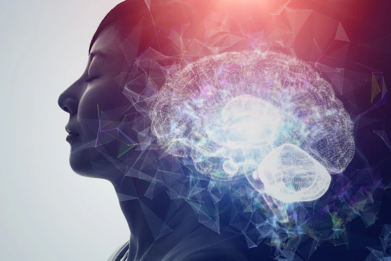 Montage of human face and brain
