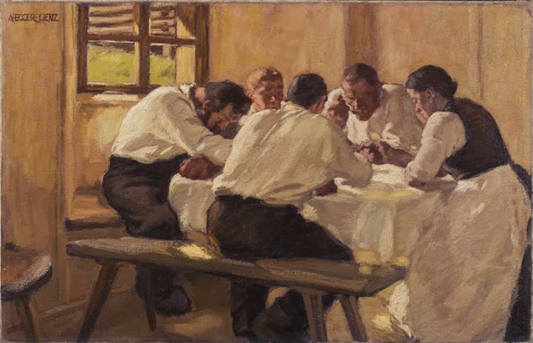 Painting of men at a table
