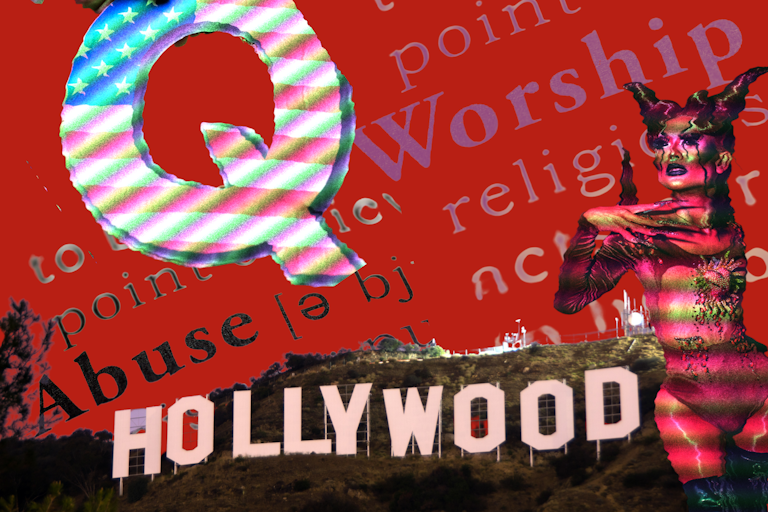 Hollywood, Devil, QAnon, Abuse graphic.