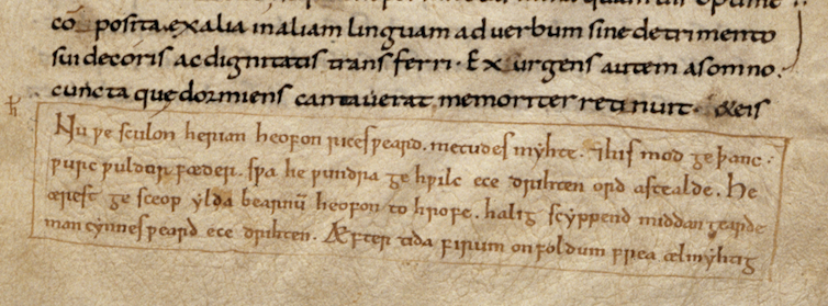 Manuscript in Latin and Old English