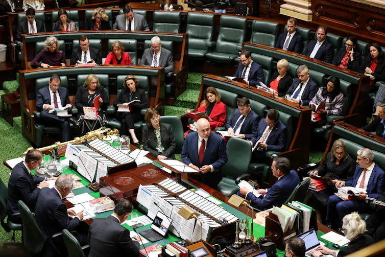 Treasurer Tim Pallas delivers the 2023-24 Victorian state budget