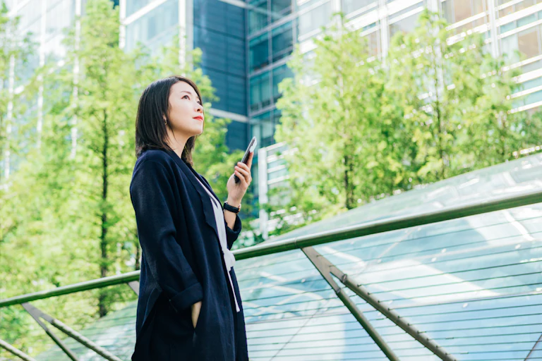 A woman with phone