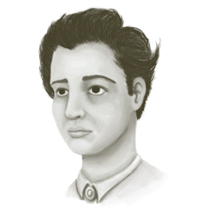 Dibujo en blanco y negro de Hannah Arendt.