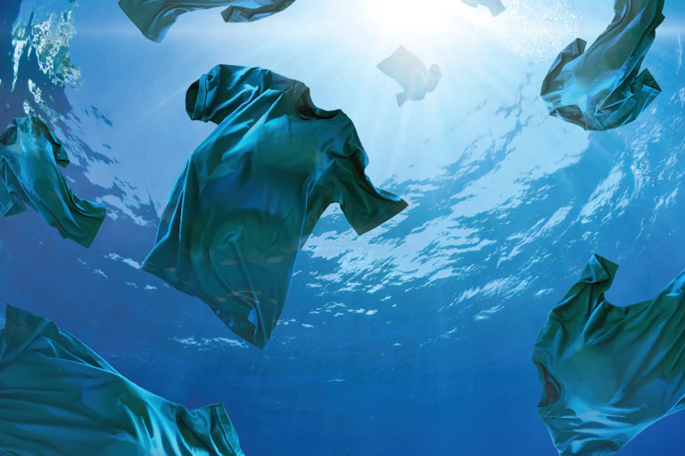 T-shirts floating in the ocean.