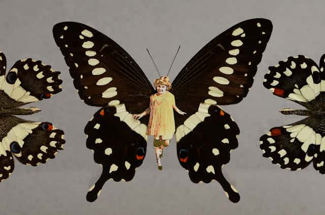 Girl with butterfly wings