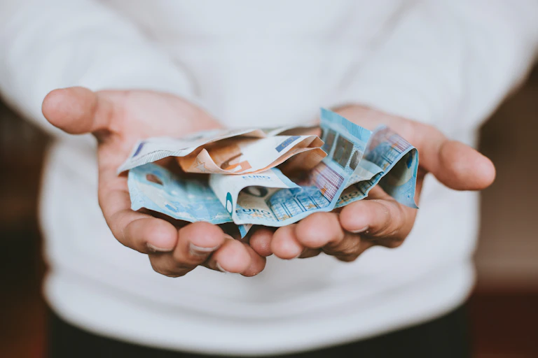 Person holding euro bills