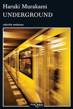 Portada de la versión en español del libro de Haruki Murakami, con la imagen de un vagón de metro.