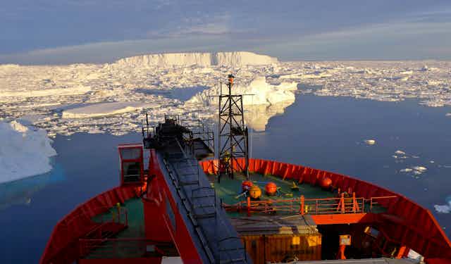 The research vessel RSV Aurora Australis in Antarctica