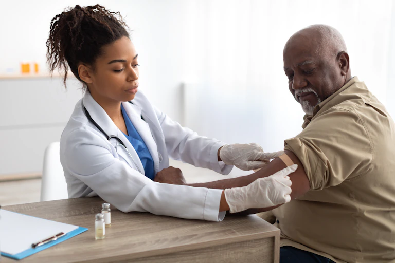 Senior Man Getting Vaccinated